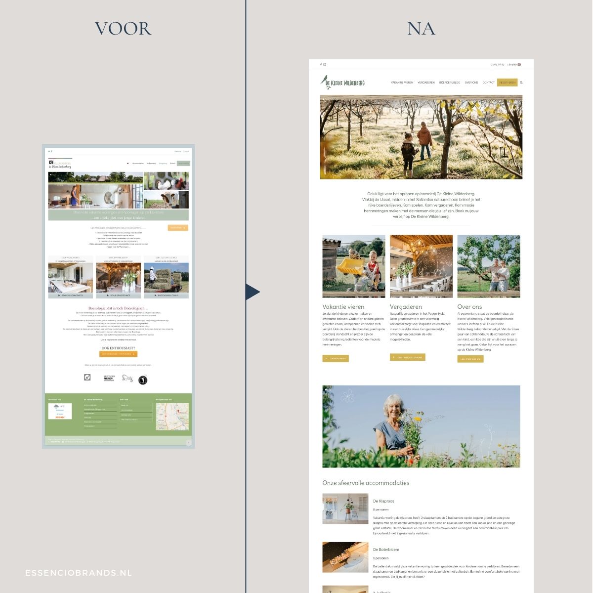 Essencio Brands - voorbeelden van stijlvolle en professionele websites - inspiratie website design ontwerp - Kleine Wildenberg